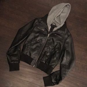 Hooded Pleather Jacket